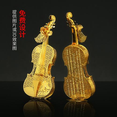 乐器摆件模型定制 铜摆件礼品小提琴二胡手工金属工艺品礼品批发
